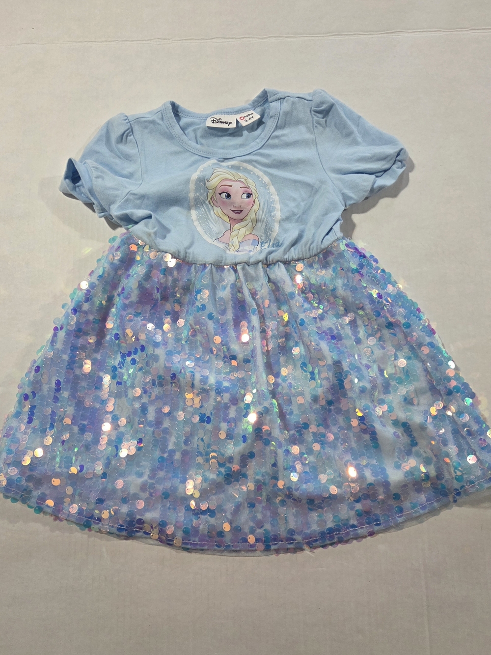 Disney Frozen Elsa Light Blue Sequin Tulle Girls Dress